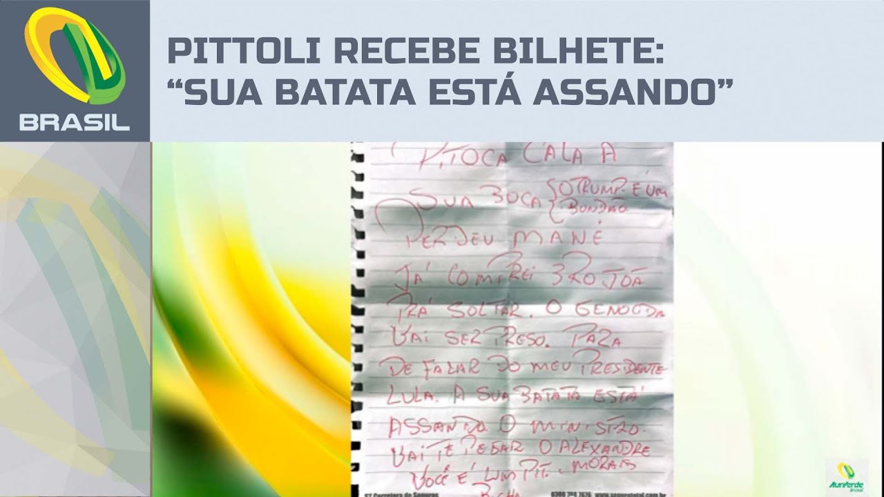 Alexandre Pittoli recebe bilhete com amea&ccedil;a: &ldquo;sua batata&nbsp;est&aacute;&nbsp;assando&rdquo;
