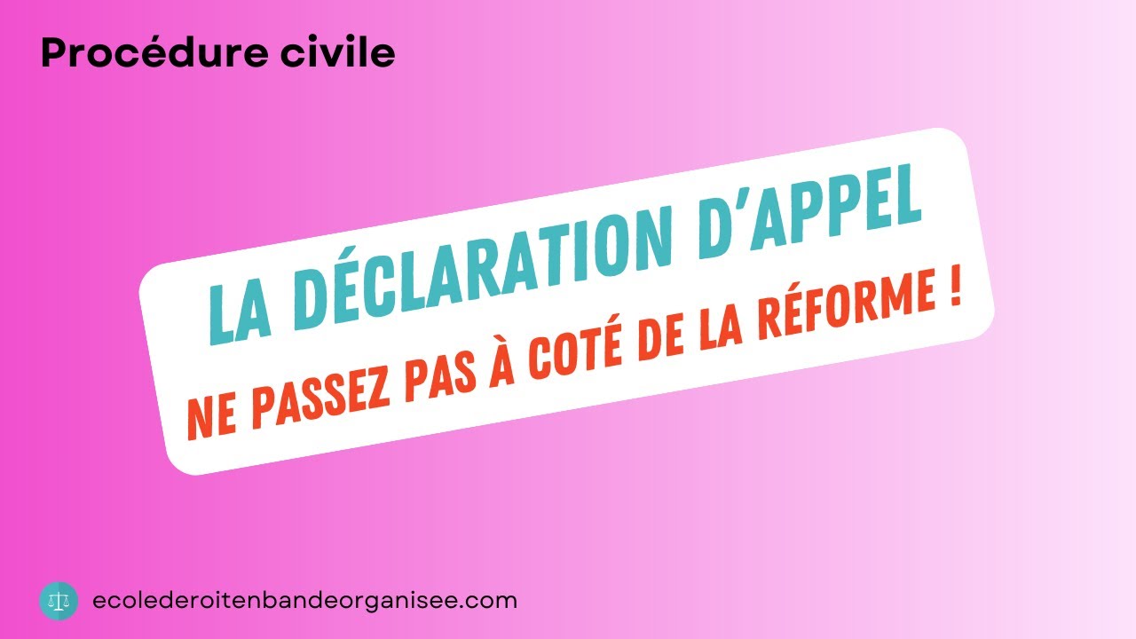 La d&eacute;claration d'appel en proc&eacute;dure civile