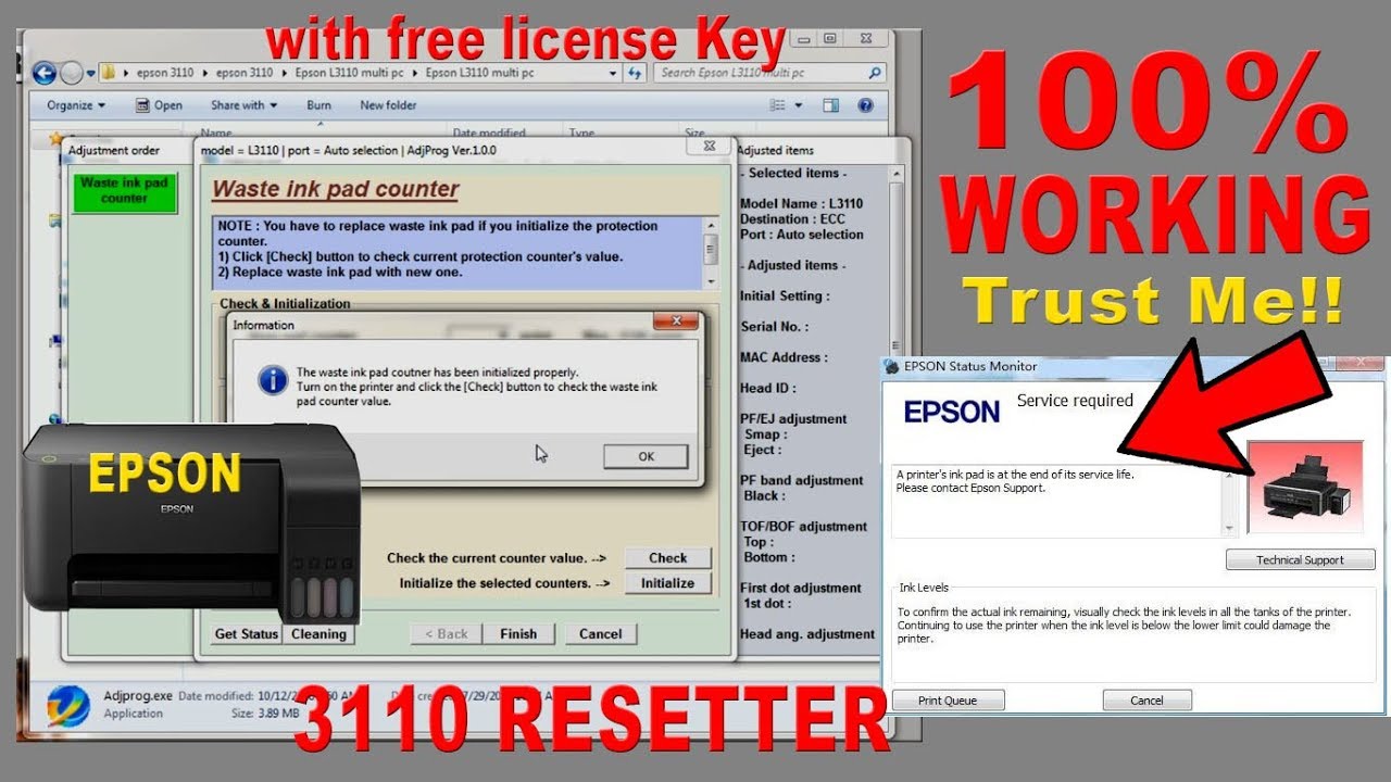 How to reset Epson 3110  | Re-setter Free Download