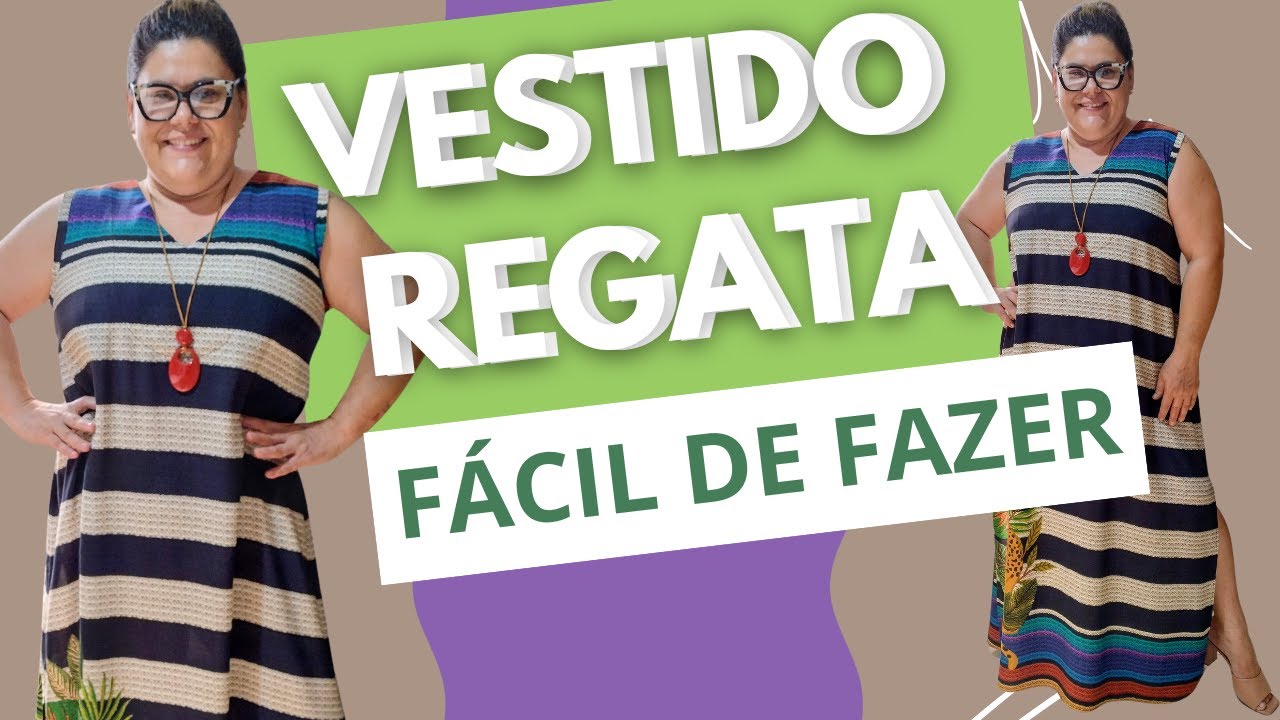 VESTIDO REGATA COM DECOTE V - FÁCIL DE FAZER - COSTURA PARA INICIANTES - ENSINANDO A COSTURAR.