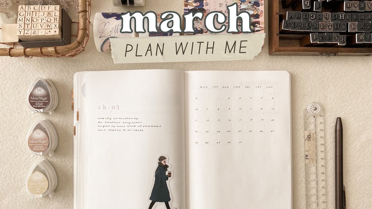 Plan With Me ✸ March 2022 Minimalist Bullet Journal Setup in my A5 Stalogy