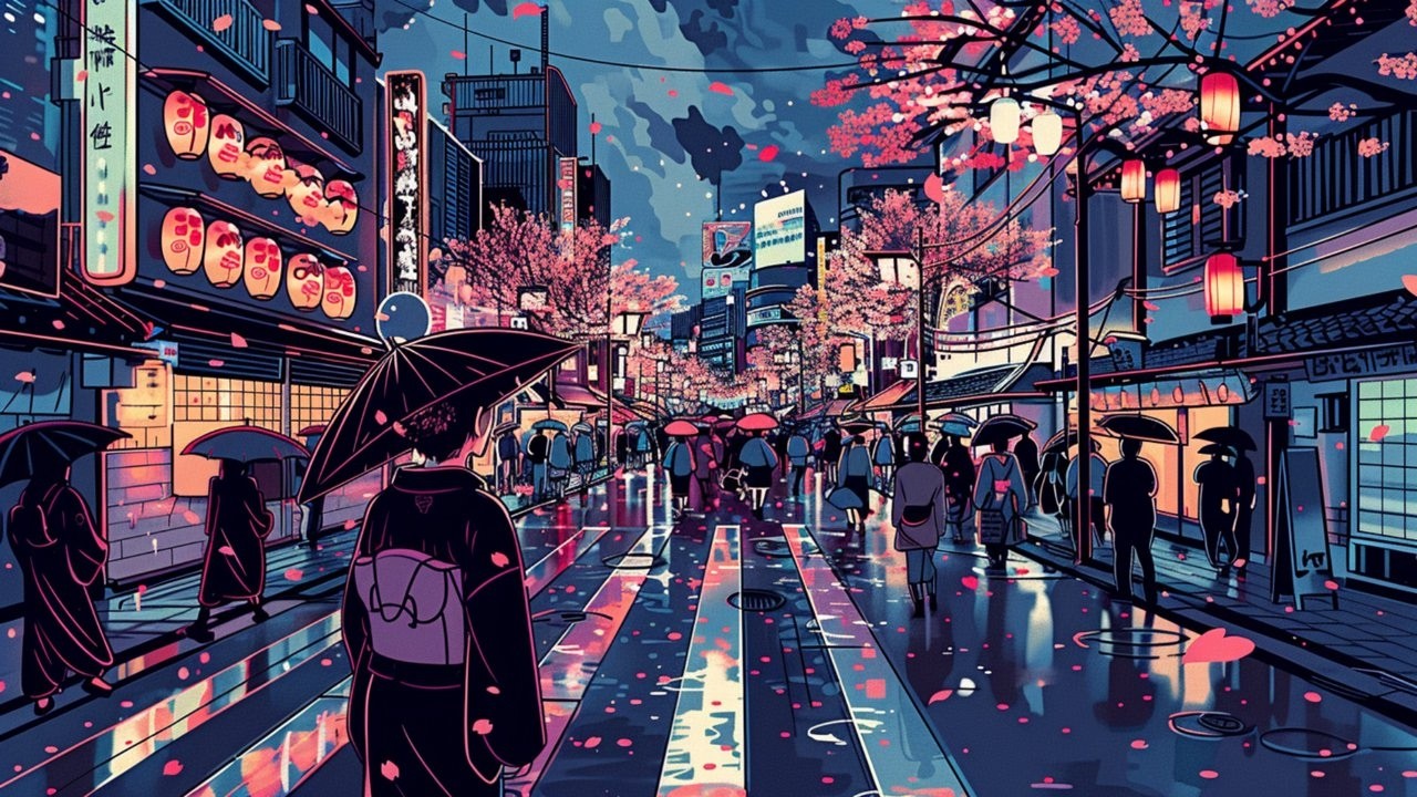 【Japan City Pop LoFI BGM】Kyoto Night Focus – Shamisen & Koto Study Music
