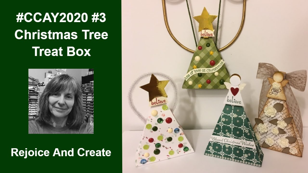 #CCAY2020  A 6x6 Paper Christmas Tree Treat Box-Use up leftover bling!