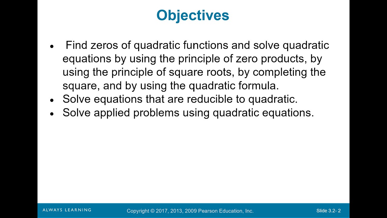 Lecture 3.2 - Quadratic Equations