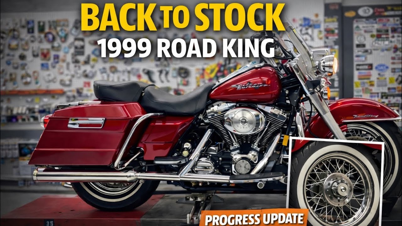 Мотоцикл Road King 1999 года выпуска в заводской комплектации | Спицы, белые боковины шин и завод...