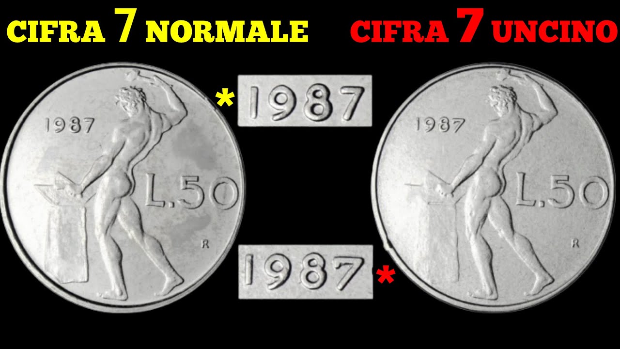 50 LIRE 1987 VARIANTE CIFRA 7 NORMALE - MONETE NUMISMATICA COLLEZIONISMO