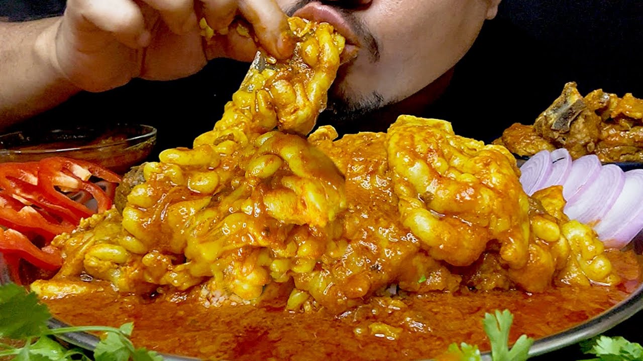 Mutton fat curry eating, mutton fry with basmati rice and salad #asmr #mukbang #food 