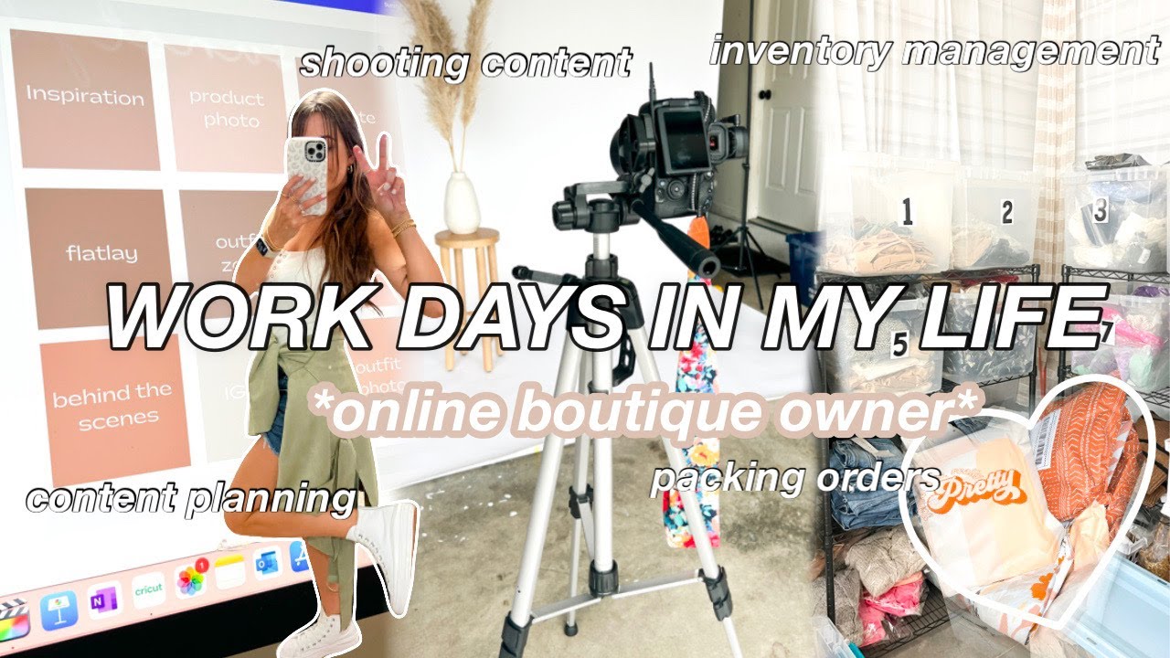 WORK VLOG: boutique owner, inventory mgmt, feed planning, shooting content, packing orders, etc