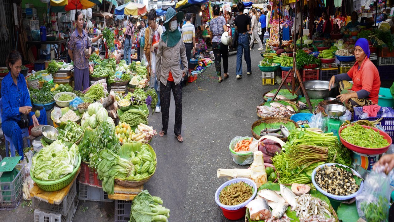 Amazing Cambodian Street Market Tour In Town - Activities Of Khmer People Buy Food In Food Market