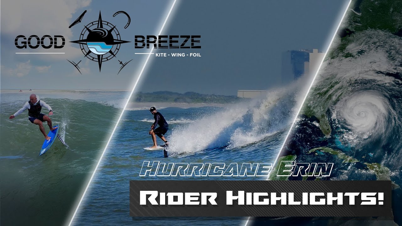 TOW FOIL SURFING HURRICANE ERIN SWELL OFFSHORE IN FLORIDA