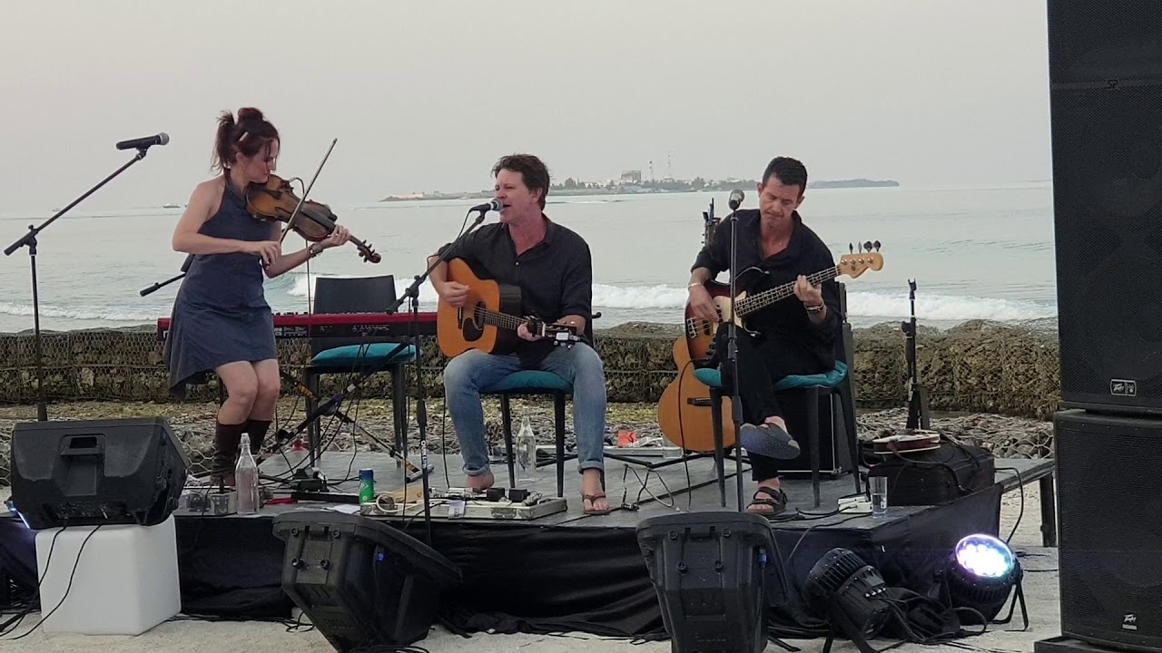 Bernard Fanning in the Maldives with Black Fins Matthew Englebrecht and Salliana Seven