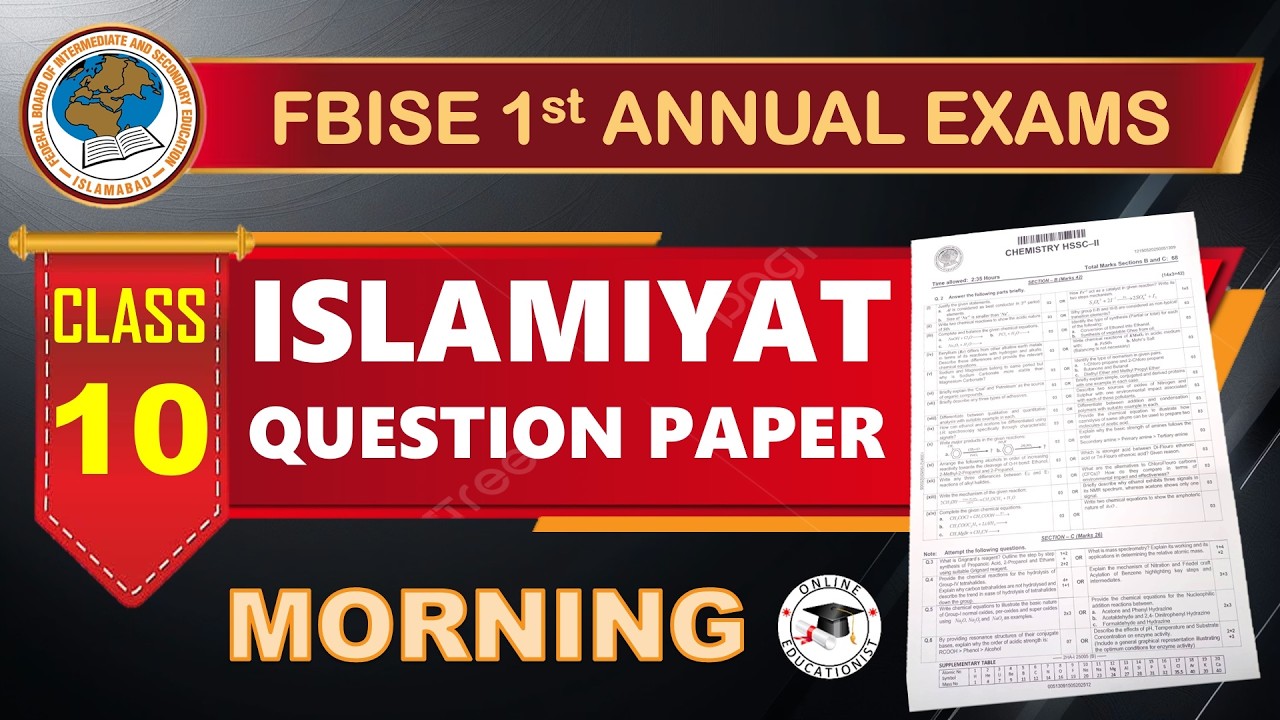 Today FBISE 10th Islamiyat Question Paper | First Annual Exams 2026 | Paper 10th Islamiyat