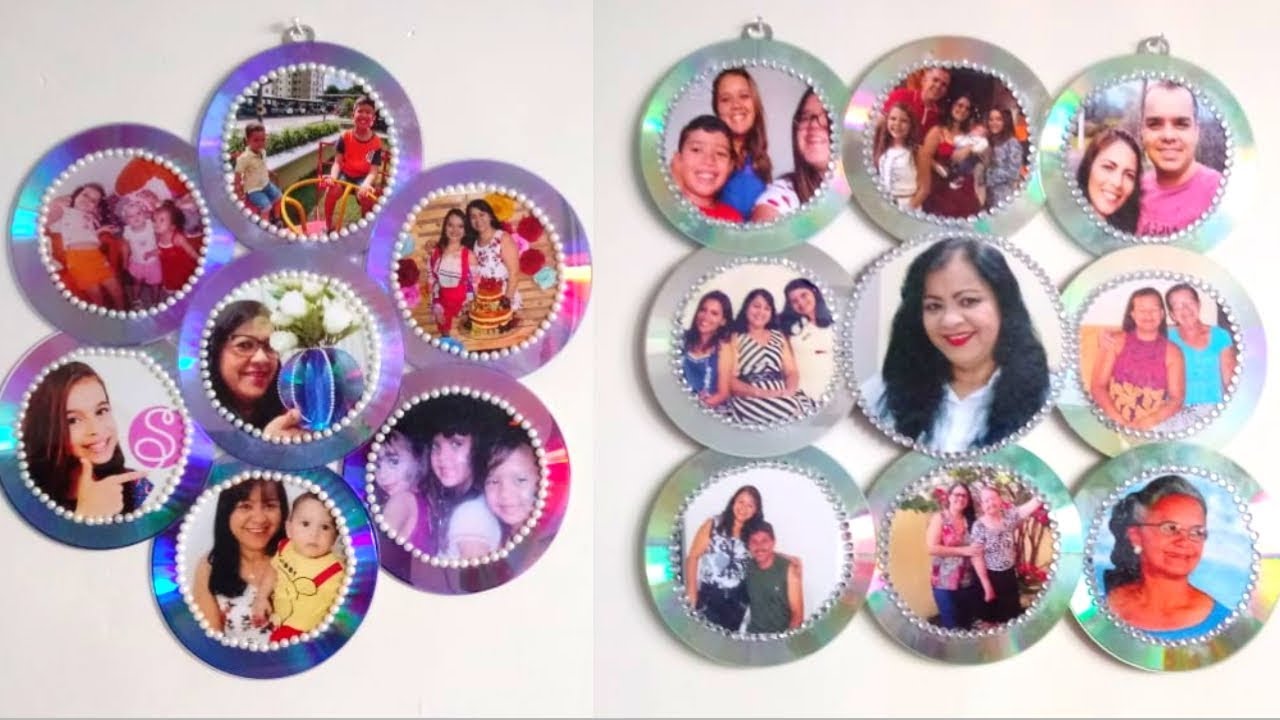 Como Fazer Quadro de Fotos Com CDs Velhos