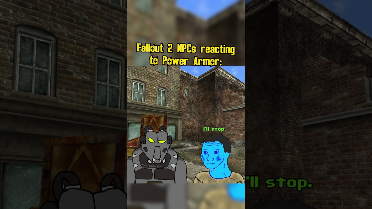 Fallout 2 NPCs reacting to Power Armor: #fallout #memes #shorts