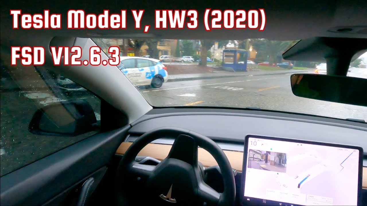 Tesla FSD (12.6.3) Rainy Seattle Day
