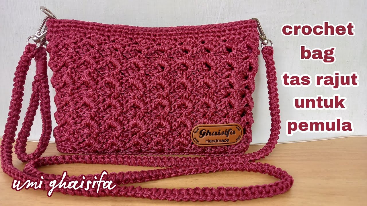 Cara membuat tas rajut simple untuk pemula motif prada || Crochet bag tutorial