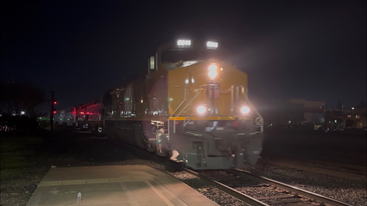 Roseville by night, Amtrak Rescue and Lynell Smith plaque 