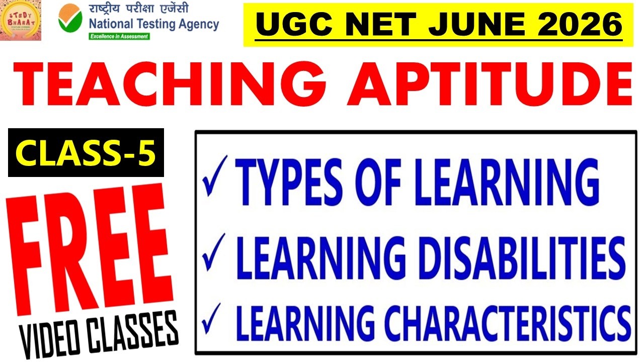 Types of learning Learning disabilities Learning characteristics class 5 Teaching aptitude ugc net