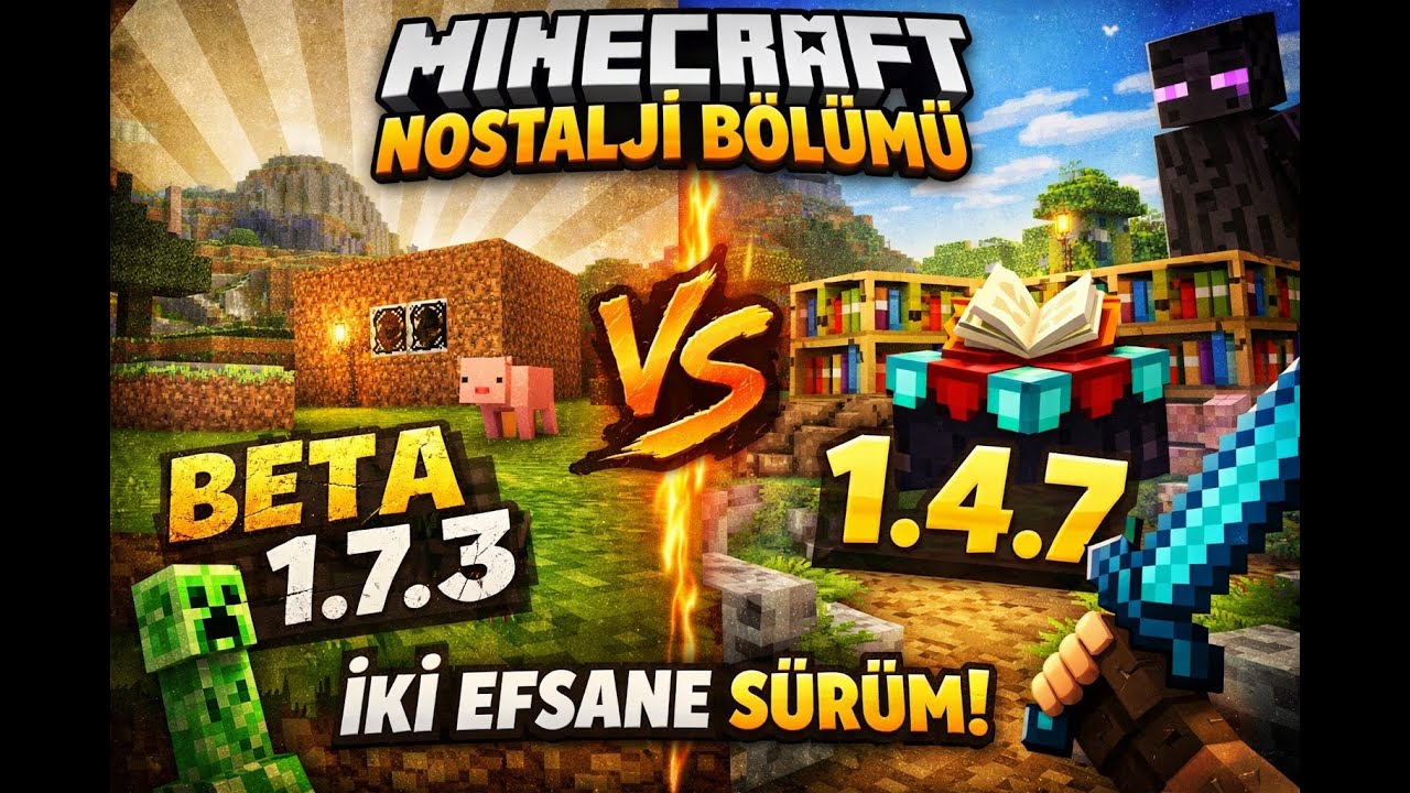 Minecraft Nostalji Bölümü  İki Efsane Sürüm Beta 1 7 3 & 1 4 7