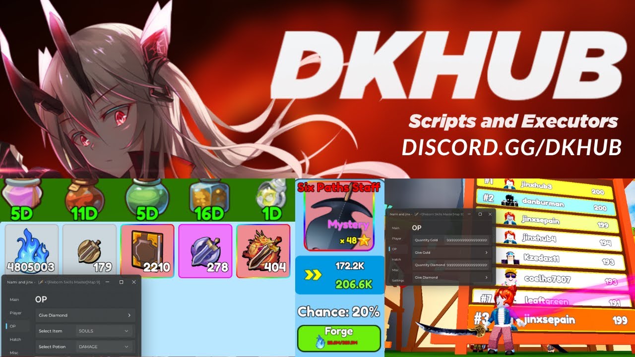 OP SCRIPT Reborn Skills Master | INF COINS, DIAMOND | INF ITENS | Auto Hatch And More