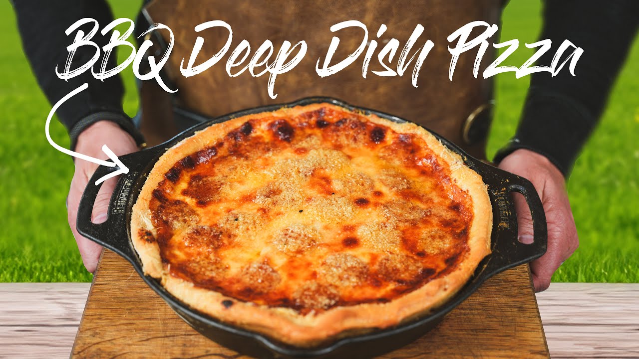 PIZZA in een Skillet! Chicago Deep Dish Pizza op de BBQ🍕 | Kolenboertje