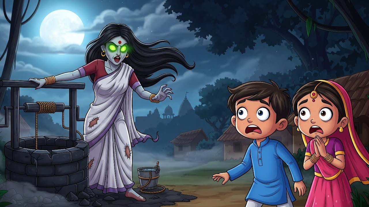 काले कुएँ की चुड़ैल 😱 | डरावनी हिंदी कार्टून कहानी | Horror Village Story in Hindi