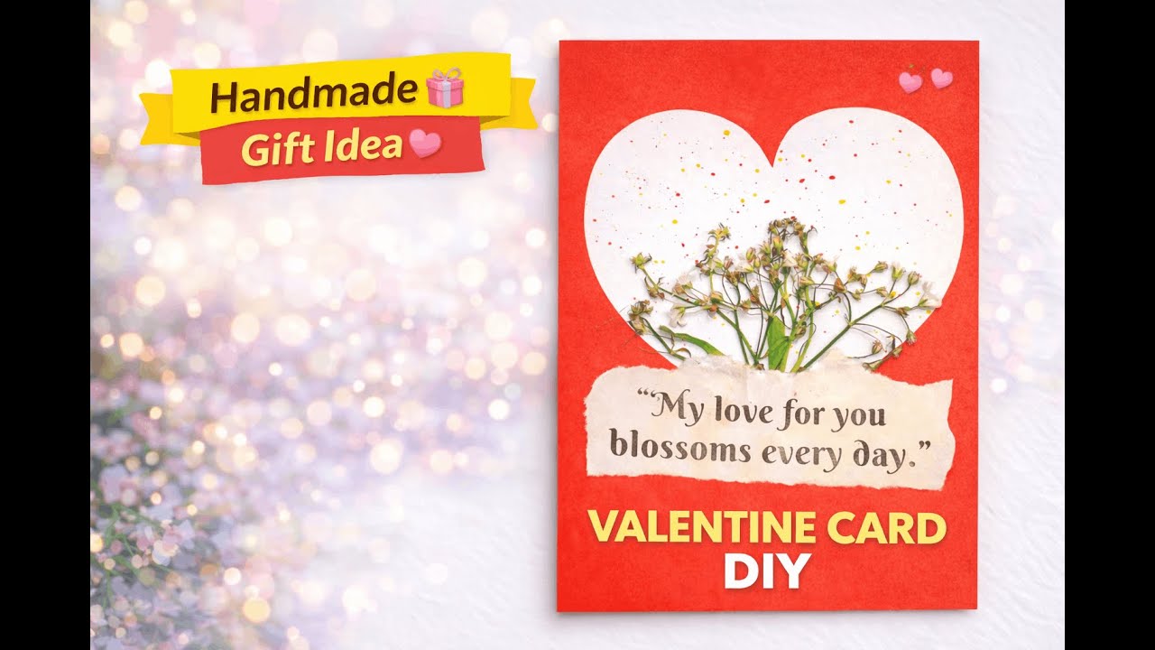 Valentine’s Day Handmade Card | Easy DIY Valentine Card Craft  @handsandhues #valentinesday #card