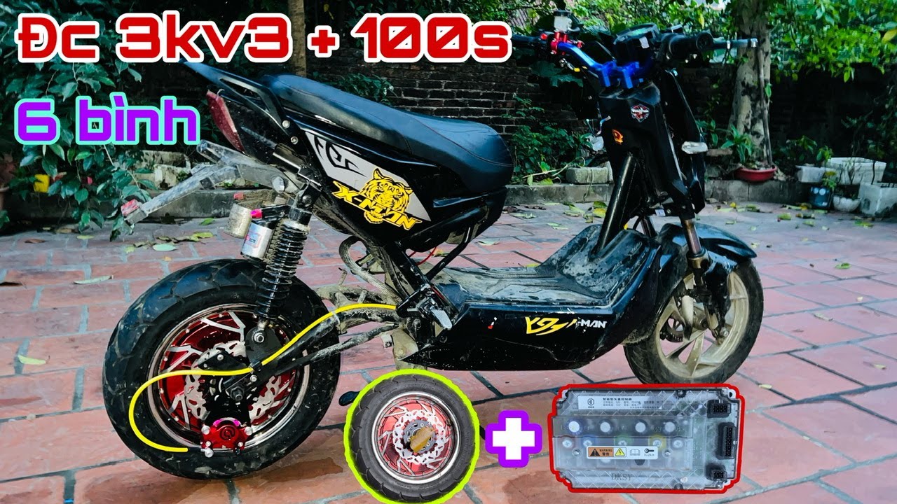 Xmen Xuân Mai độ Combo 3kv3 + Votol 100s + 6 bình + Phanh đĩa Brembo || Xmen Độ