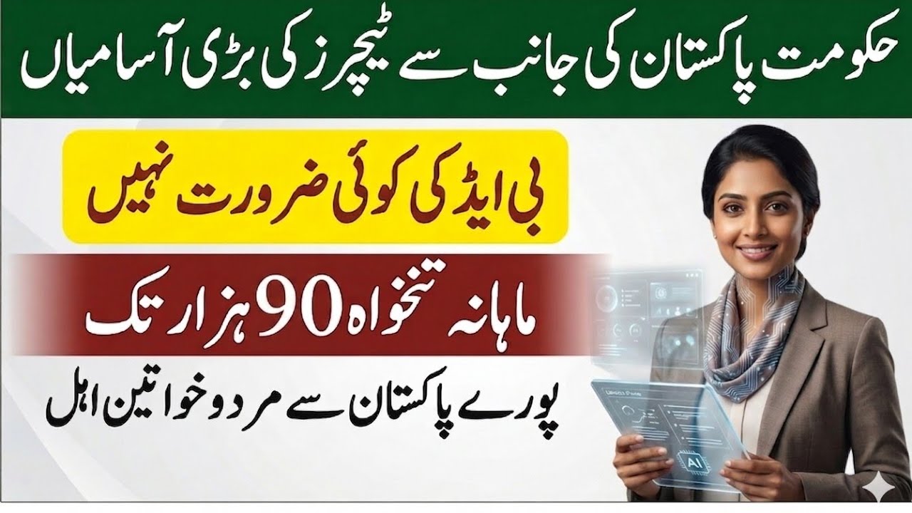 Government of Pakistan Teacher Jobs 2026: No B.Ed Required! Teachers Jobs for Men and Women (2026)