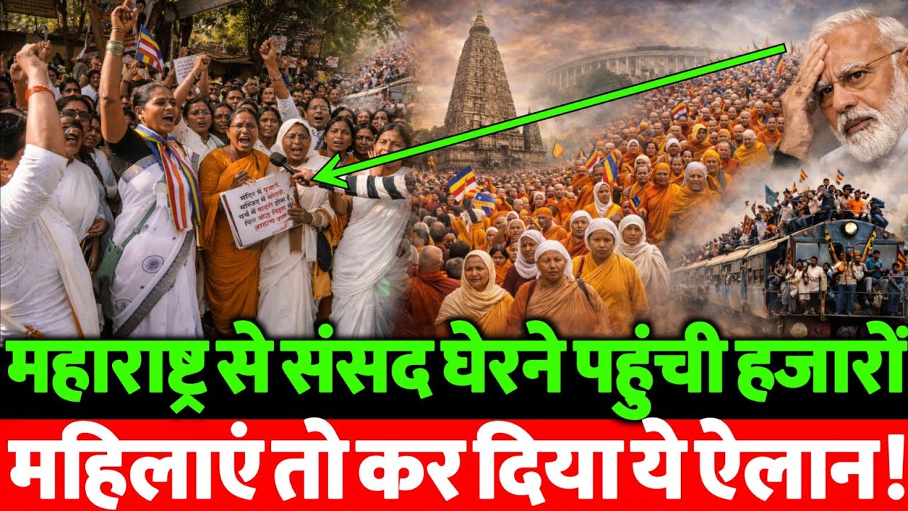 महाबोधि मंदिर आंदोलन में Maharashtra से हजारों बौद्ध महिलाएं ट्रेनें भर कर दिल्ली पहुंची | तो देखिए