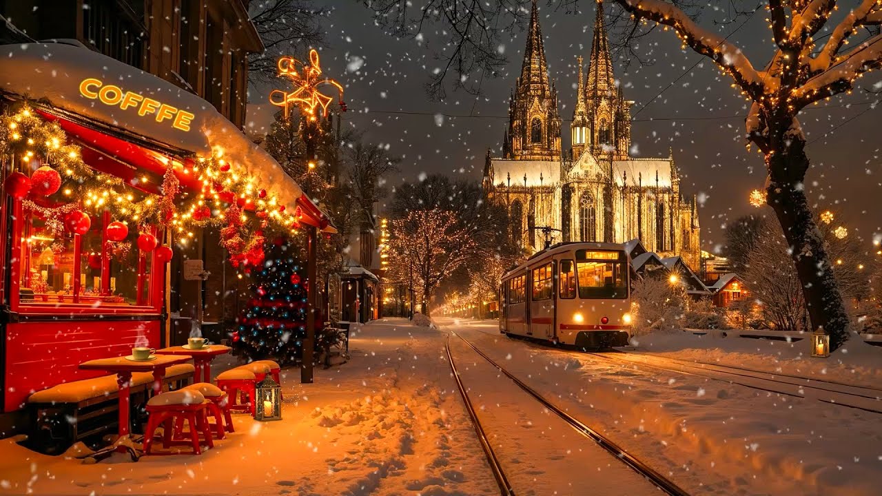 Cologne Enchanting Winter Ambience ☕ Smooth Coffee Jazz and Snowfall for a Relaxing Day ❄️