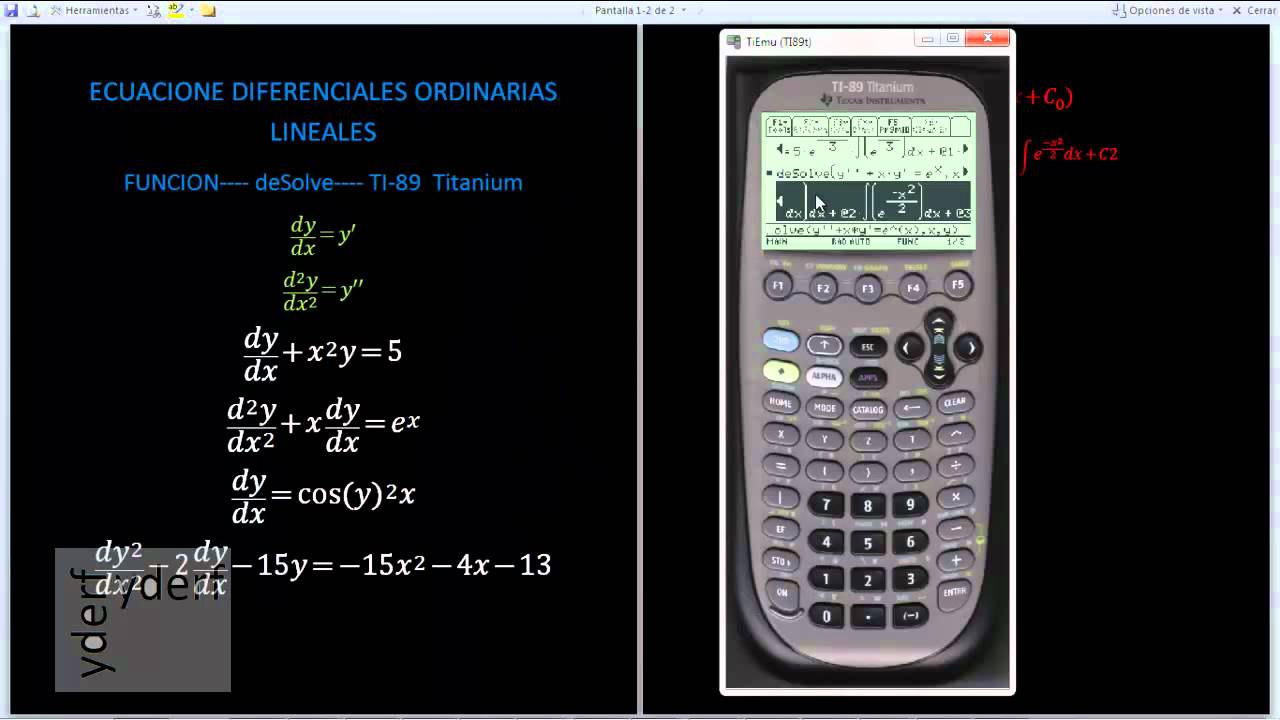 Ecuaciones diferenciales función deSolve .......TI 89 Titanium