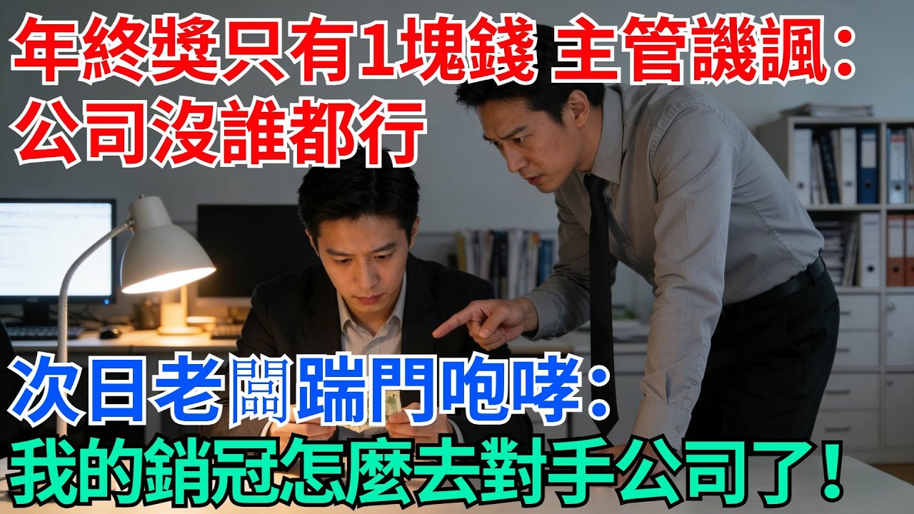 年終獎只有一塊錢，主管譏諷：公司沒誰都行。我當場辭職，次日老闆踹門咆哮：我的銷冠怎麼去對手公司了！【奇趣天下】#職場逆襲#職場智慧#爽文職場#工作日常#完結爽文