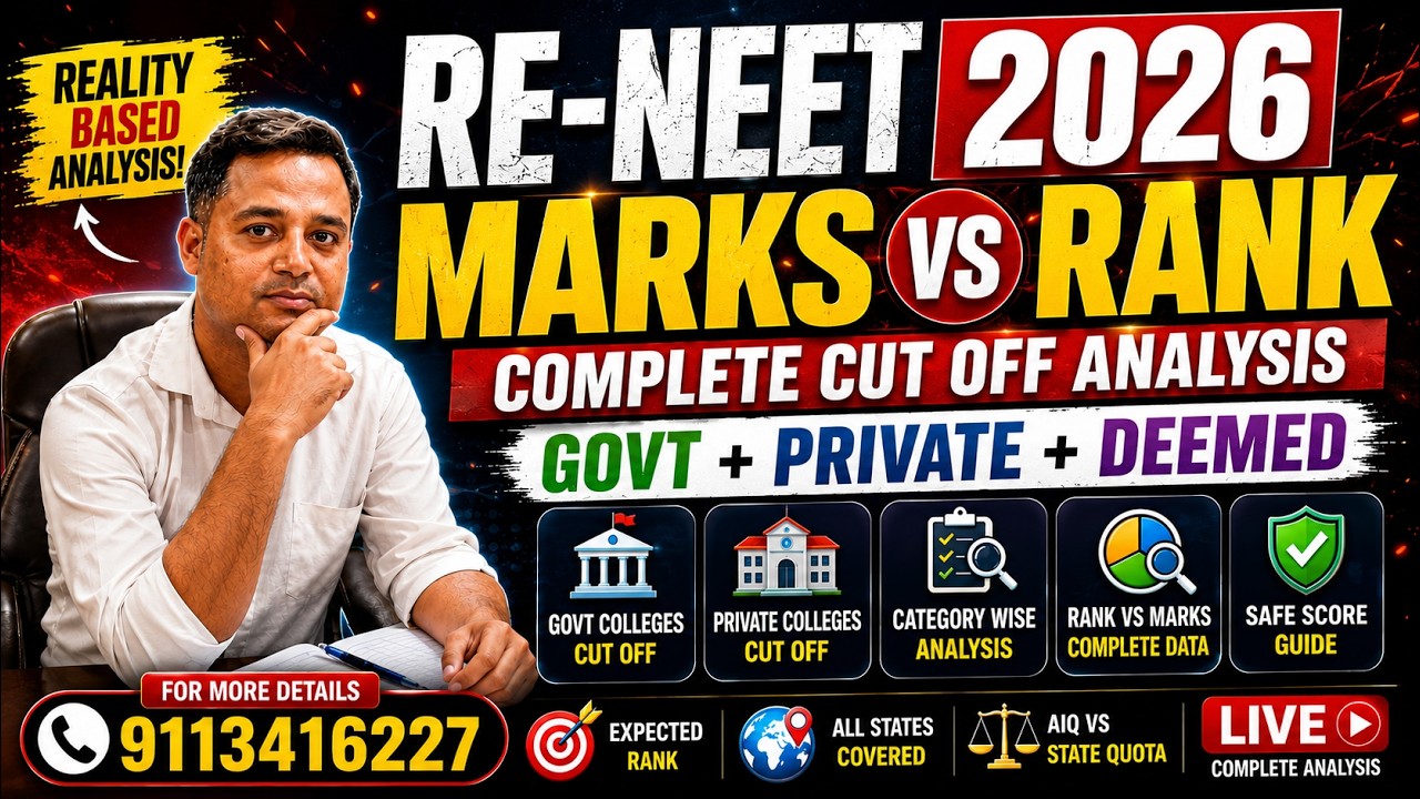 RE-NEET 2026 Marks vs Rank 🔥 Govt + Private + Deemed Cut Off | Complete College Analysis