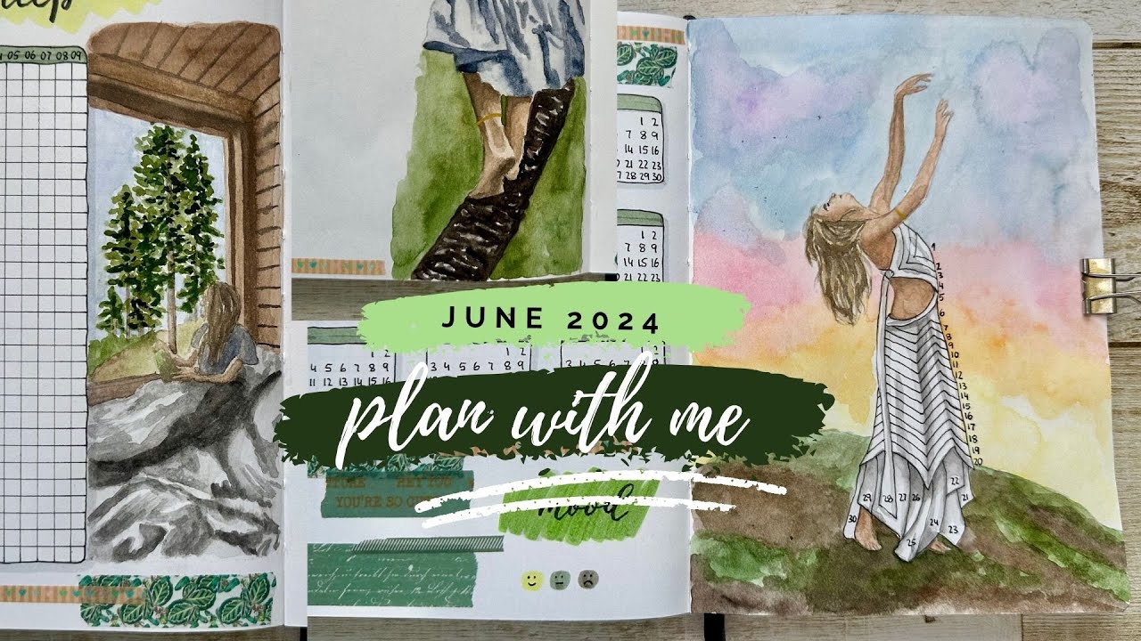 PLAN WITH ME // June 2024 Bullet Journal Setup - forest theme 🌳🌿 - Part 2