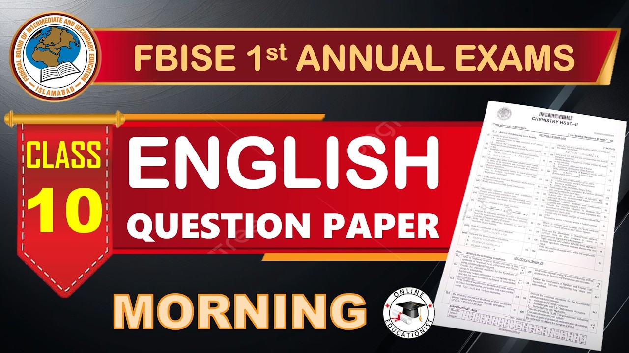 Today FBISE 10th English Question Paper | First Annual Exams 2026 | Subjective Paper 10 English