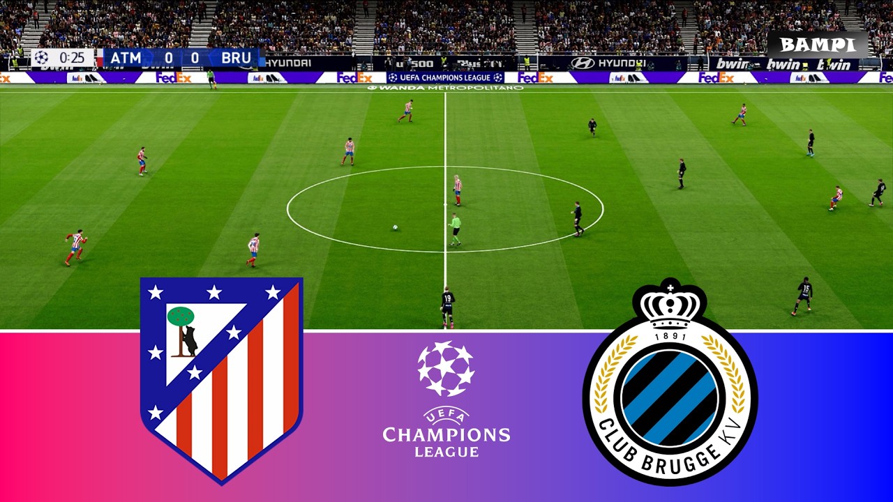 Atletico Madrid vs Club Brugge - UEFA Champions League 2026 | Full Match All Goals | Pes 21 Gameplay