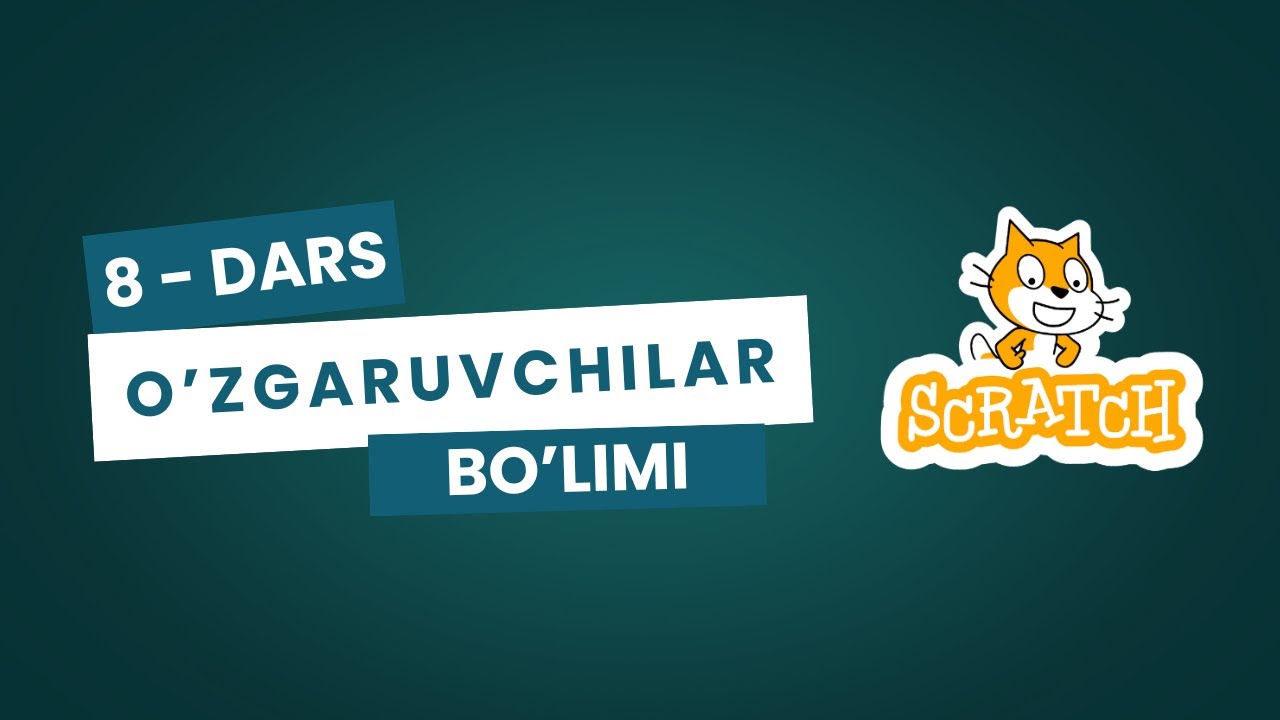 Skratch boshlang'ich darslar, 8-dars, O'zgaruvchilar bo'limi