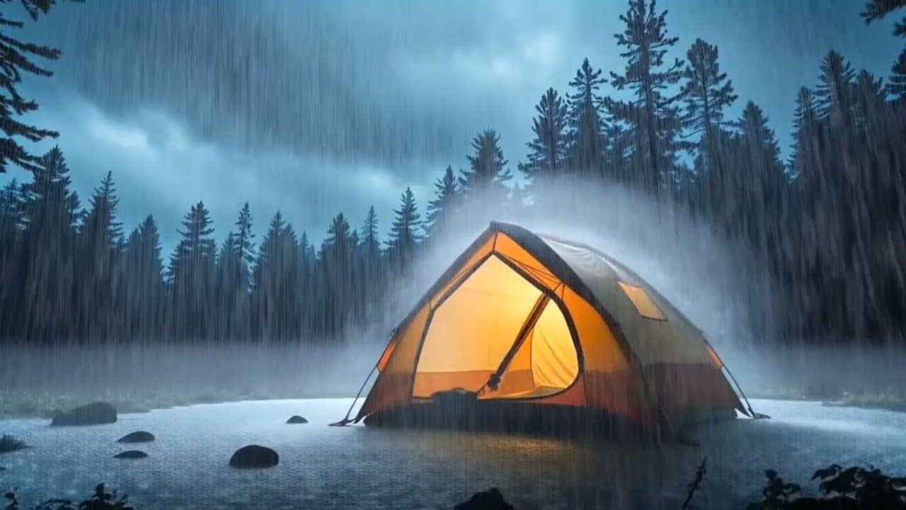 Relax and Meditate with Rain Pouring on a Camping Tent | Deep Sleep & Peaceful Nature Sounds