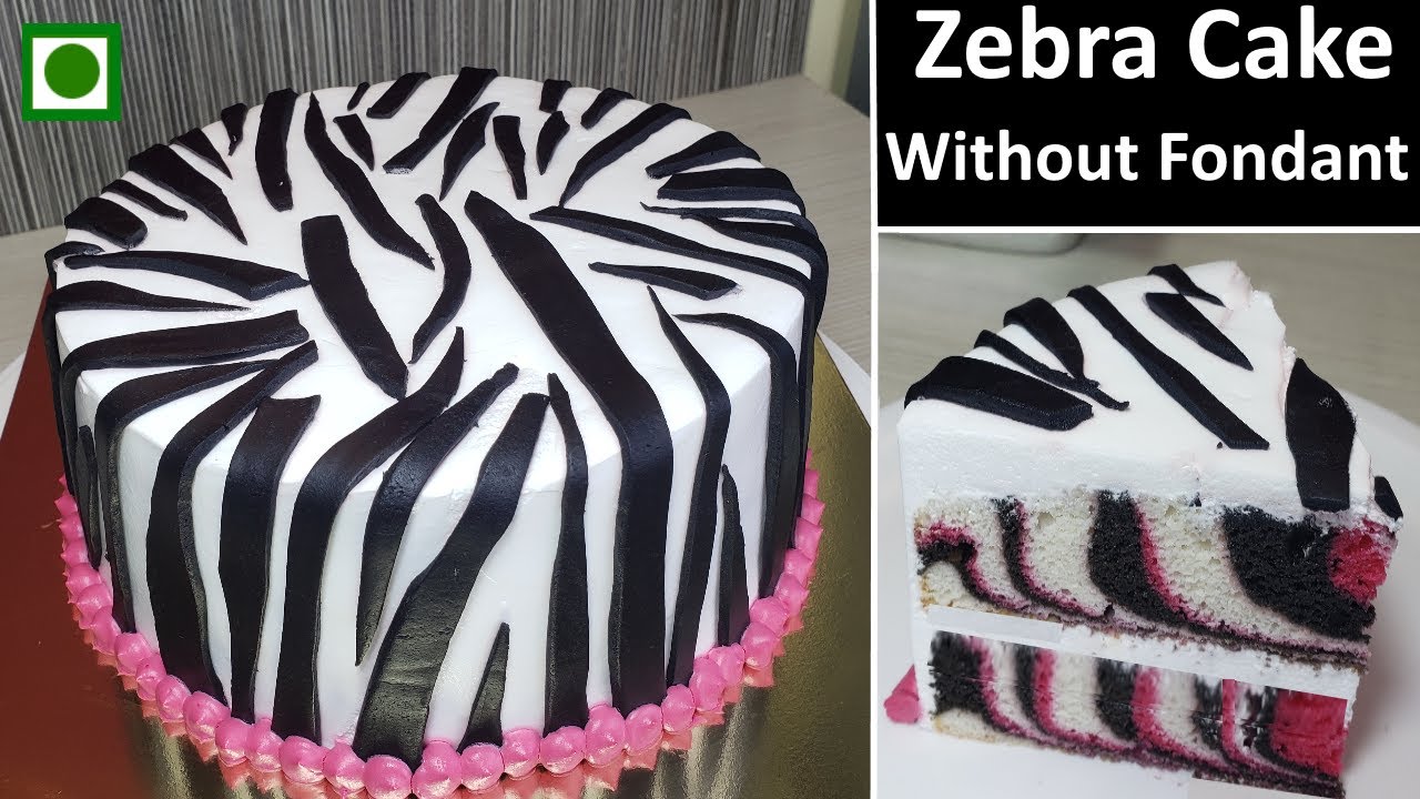 बिना अंडा बिना ओवन बिना फोंडण्ट झेब्रा केक | Inside Outside Pink Zebra Cake | Easy Premix cake recip