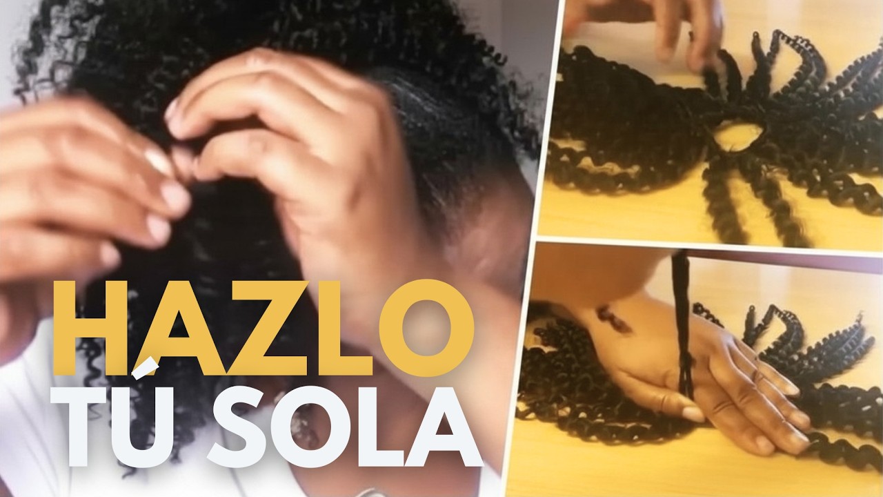 🔥 Como hacer un Moño postizo rizado con Kanekalon | Peinado fácil con crochet braids kinky curly