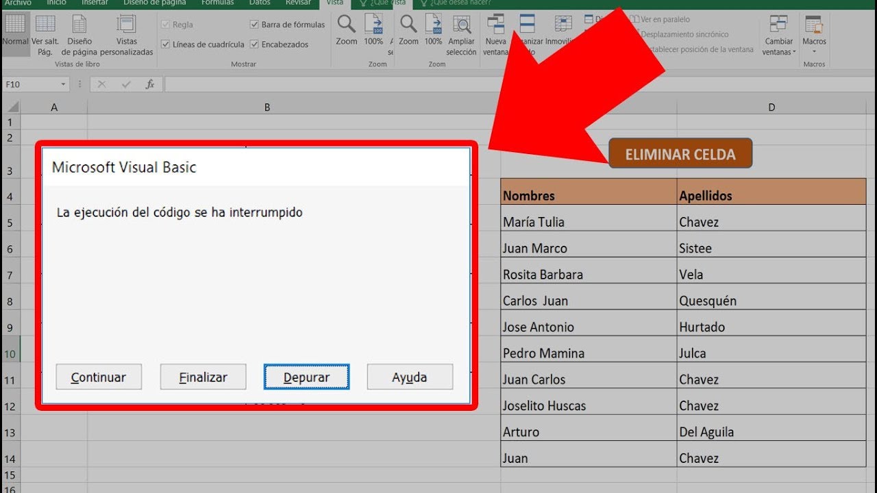 EXCEL SOLUCIÓN ERROR 