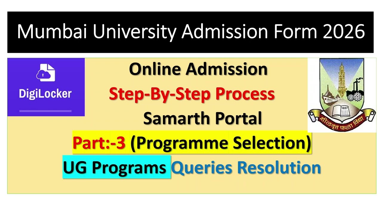 Mumbai University | Online Admission Process 2026 | UG Programs | Samarth Portal | Part 3