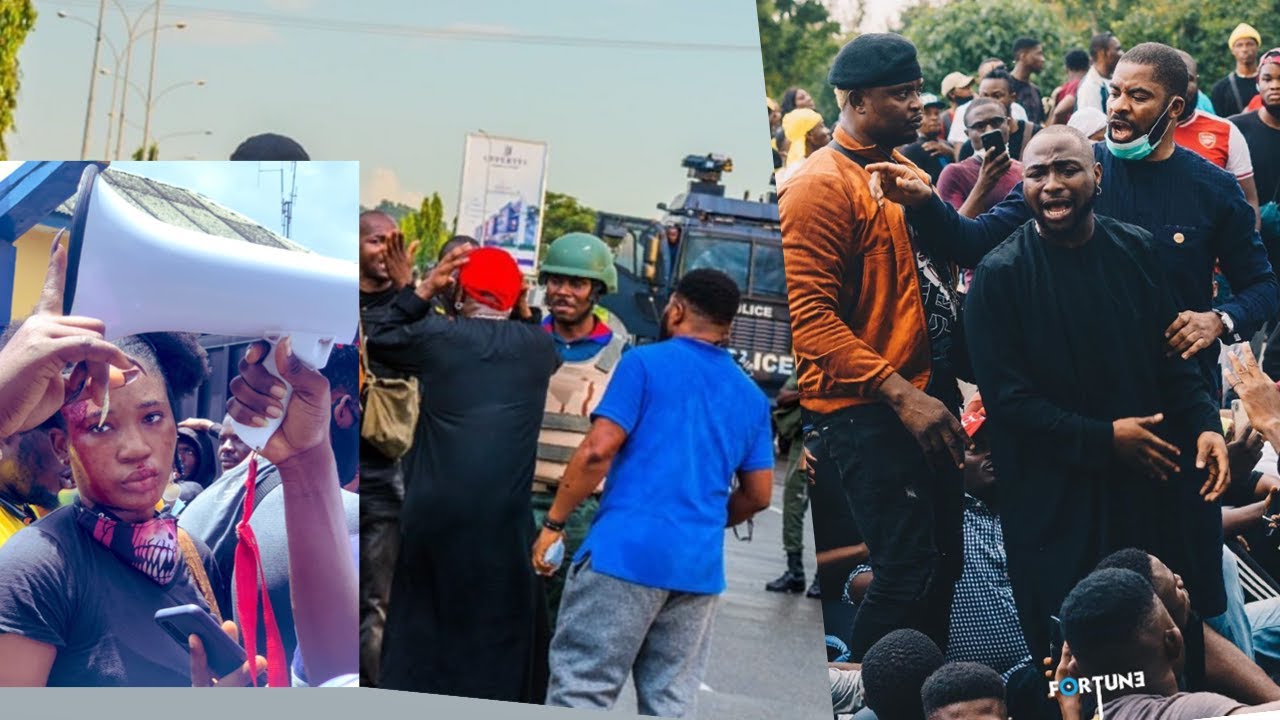 Police Fight Davido Chioma At EndSARS Protest In Abuja | Tekno And Buhari