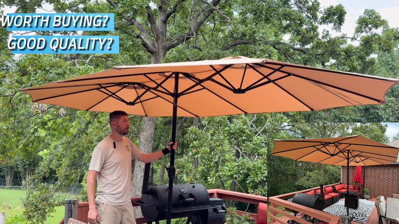 15ft Large Patio Umbrella with Base Included