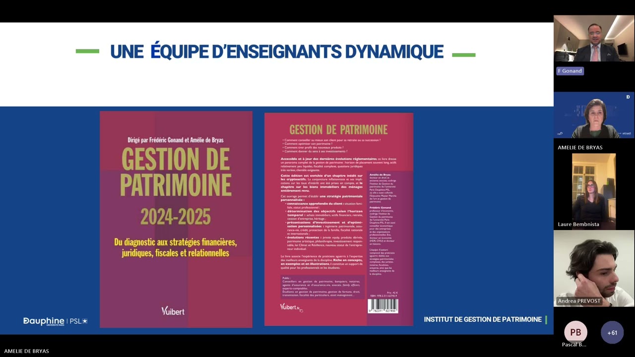 REPLAY - Journées des Masters - M1 et M2 Gestion de patrimoine
