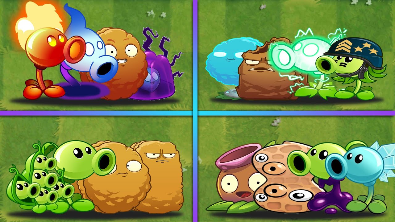 4 Best Team ONLY PEA & NUT Plants Battlez - Who Will Win? - PvZ 2 Team Plants vs Team Plants