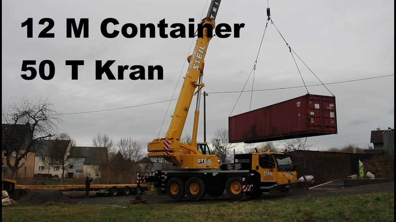 50 Tonnen Steil-Kran f&uuml;r 12m Container bei Nobel-Hobel