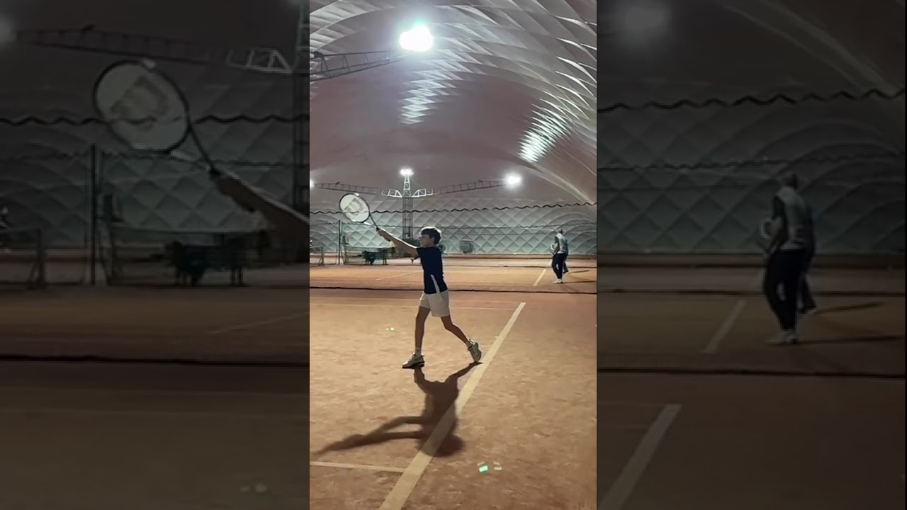 Tennis backhand in the training 