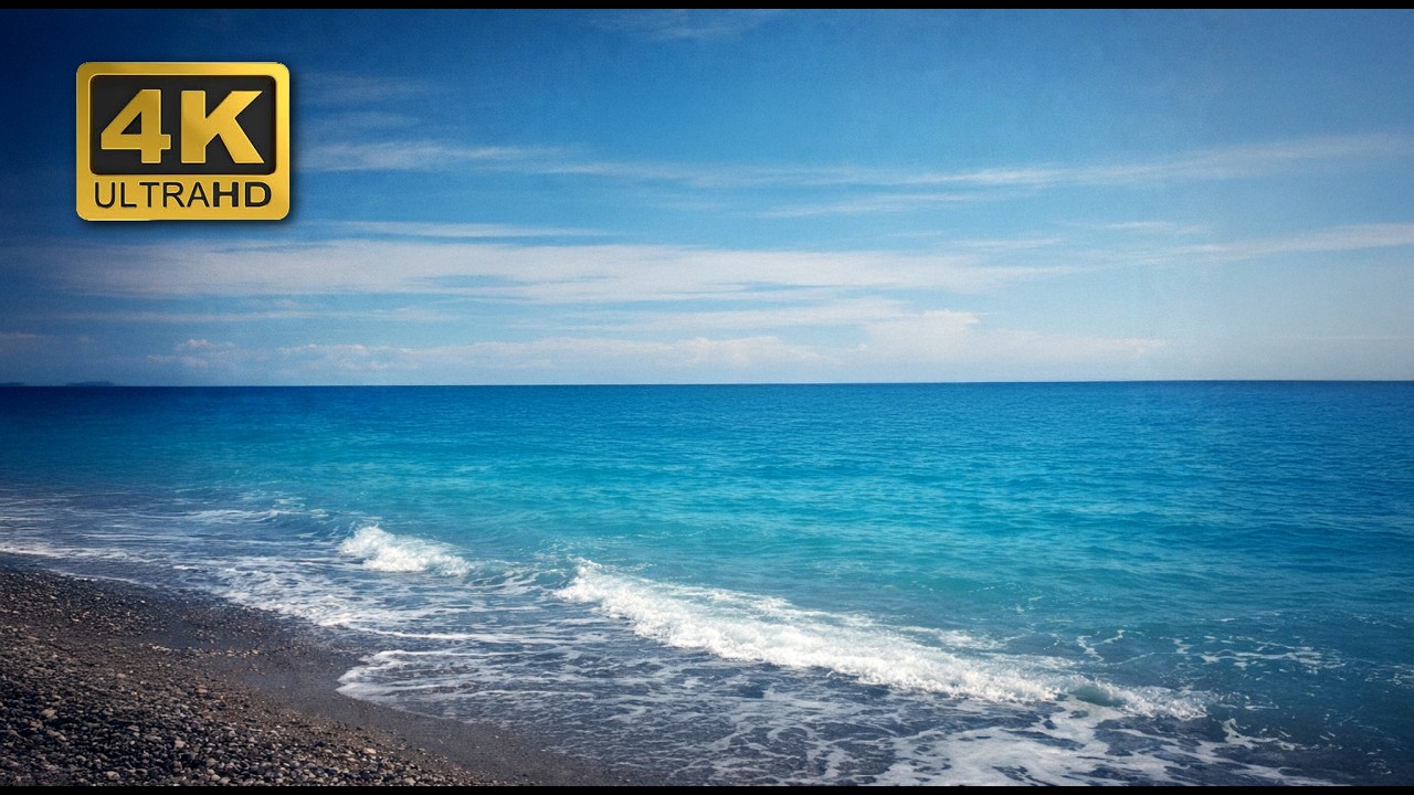 4K Peaceful Ocean Waves on a Calm Beach 🌊 | Relaxing Seaside Ambience for Sleep, Study & Meditation